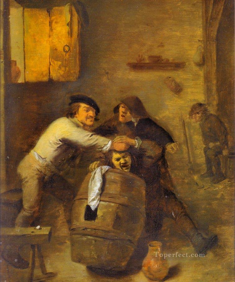 peasants quarrelling in an interior 1630 Baroque rural life Adriaen Brouwer Oil Paintings